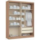 Ver imagem 3 de Módulo de Guarda Roupa 2 Portas 2 Gavetas Espelhado Elegance Bege/Angelin/Blanc