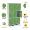 ROUPEIRO DE AÇO 3M 09 PORTAS FECHADURA PANDIN - CINZA/VERDE GRF 503/9 DI - 3