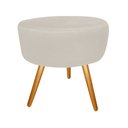 Ver imagem 3 de Kit Poltrona Decorativa Bia + Puff Redondo Suede Bege Pés Madeira Mz Decor