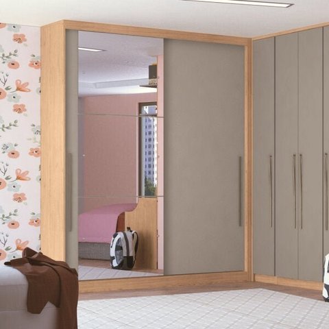 Módulo de Guarda Roupa 2 Portas 2 Gavetas Espelhado Elegance 