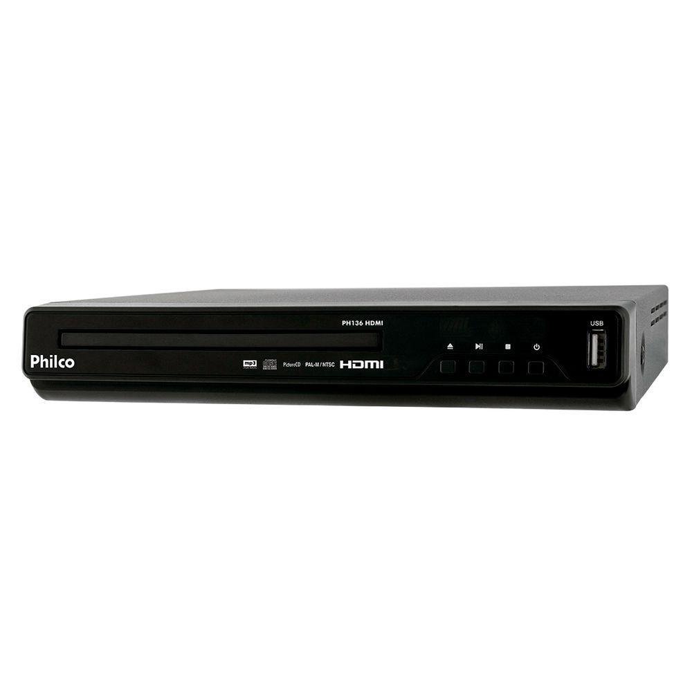 DVD Player Philco PH136, Entrada HDMI, USB Bivolt MadeiraMadeira