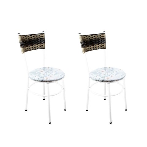 2 Cadeiras Brancas para Cozinha Viena Cappuccino Premium:Floral Gelo