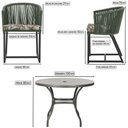 Ver imagem 2 de Mesa com 4 Cadeiras de Jantar Roma 100cm e Noronha em Aluminío Preto Corda Nautica Estofado 6 Trama