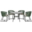 Ver imagem 1 de Mesa com 4 Cadeiras de Jantar Roma 100cm e Noronha em Aluminío Preto Corda Nautica Estofado 6 Trama
