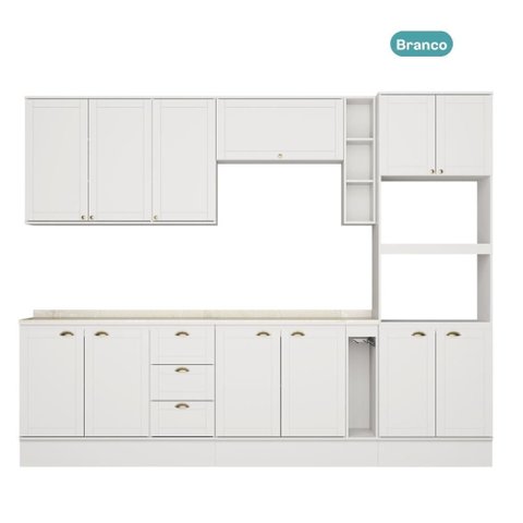 Armário de Cozinha Completa C Balcão Milla Dreamer Carraro Branco