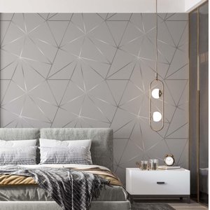 Kit 4 Rolos Papel de Parede Adesivo Zara Cinza e Prata 3,0m