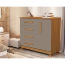 Ver imagem 1 de Cômoda Sapateira 4 Gavetas Grécia Nature / Cinza