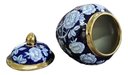 Ver imagem 4 de Vaso Decorativo Porcelana Azul Marinho Branco Dourado 29x19