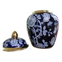 Ver imagem 3 de Vaso Decorativo Porcelana Azul Marinho Branco Dourado 29x19