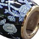 Ver imagem 5 de Vaso Decorativo Porcelana Azul Marinho Branco Dourado 29x19