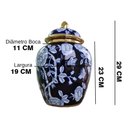 Ver imagem 6 de Vaso Decorativo Porcelana Azul Marinho Branco Dourado 29x19