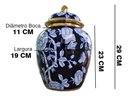 Ver imagem 6 de Vaso Decorativo Porcelana Azul Marinho Branco Dourado 29x19