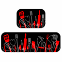 Ver imagem 2 de Kit Tapete de Cozinha 2 Peças Talheres Vermelho