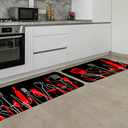 Ver imagem 1 de Kit Tapete de Cozinha 2 Peças Talheres Vermelho