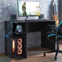 Ver imagem 1 de Mesa Gamer Retangular Mesa Gamer com Suporte de Fone Zalie MDF MDP 114cm Preto Qmovi