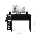 Ver imagem 2 de Mesa Gamer Retangular Mesa Gamer com Suporte de Fone Zalie MDF MDP 114cm Preto Qmovi