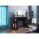 Ver imagem 3 de Mesa Gamer Retangular Mesa Gamer com Suporte de Fone Zalie MDF MDP 114cm Preto Qmovi