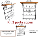Ver imagem 2 de kit 2 suporte porta copos cozinha ferro madeira artesanato mineiro