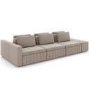 Ver imagem 1 de Sofá Ilha com Puff para Sala Living 365cm Amber M03 Veludo Bege - Lyam Decor