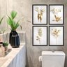 Kit 4 Quadros Decorativos Flores Brancas Com dourado 45x34cm - com Vidro:madeira Branca - 1