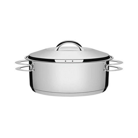 Caçarola Tramontina Solar Rasa em Aço Inox Fundo Triplo com Tampa e Alças 24 Cm 4,7 L Tramontina