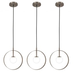 Kit 3 Pendentes Luminária Círculo Globo Cozinha Ilha Bronze - 1