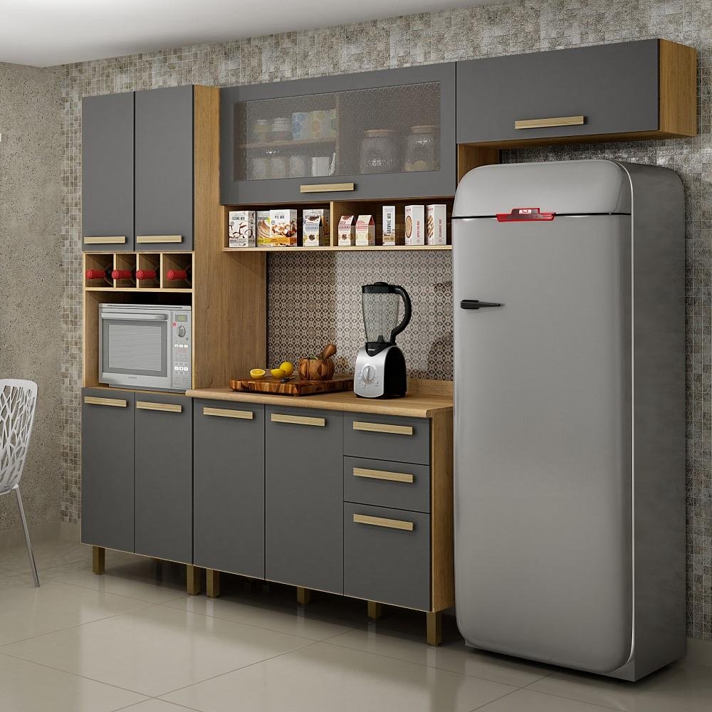 Kit Conjunto Cozinha Completa Modulada Balcão Paneleiro Armário 4 Peças ...