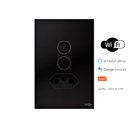 Ver imagem 1 de Interruptor Touch Glass 2 Botões Wifi + Tomada Preto Lumenx 4x2
