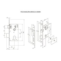 Fechadura para Porta de Banheiro com Espelho Napoli 40mm MGM - 7