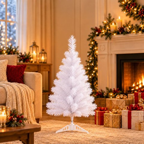 Árvore de Natal Branca 90cm 70 Galhos Classic Decoração Natalina