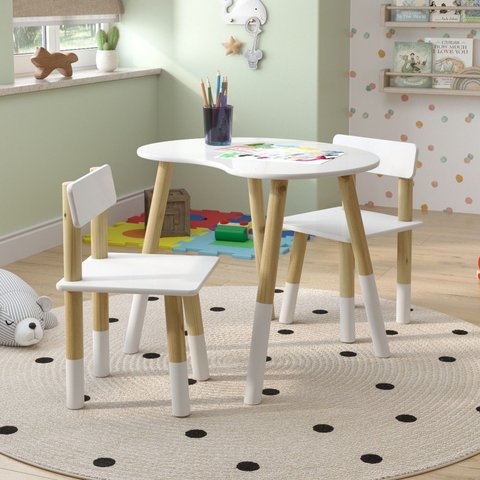 Conjunto Mesa Infantil Orgânica 60cm com 2 Cadeiras Branco - Rede Móveis