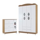 Ver imagem 1 de Conjunto de Guarda Roupa e Cômoda Infantil Natura 4 Portas 3 Gavetas MDP-MDF Branco Almendra Casah