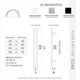 Puxador para Portas Grego Metal Inox Alto Brilho 40cm Eros - 6