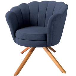 Kit Duas Poltronas Pétala Base Giratória Ferro e Madeira em Linho:11-azul - 2