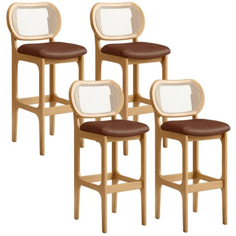 Kit 04 Banquetas Altas Para Cozinha Bancada Sala Tela Betta Fixa L02 Couríssimo Marrom - Lyam Lyam D