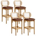 Ver imagem 1 de Kit 04 Banquetas Altas Para Cozinha Bancada Sala Tela Betta Fixa L02 Couríssimo Marrom - Lyam Lyam D