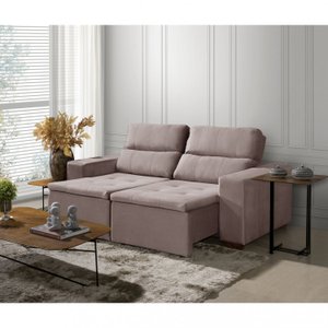 Sofá Alabama 3 Lugares Retrátil Reclinável 1,95m Mola Bonnel em Veludo Yescasa