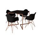 Ver imagem 6 de Mesa Jantar Industrial Preta 90cm Quadrada Base Cobre V com 4 Poltronas Pretas Pés Cobr Marrom