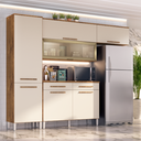 Ver imagem 1 de Armário Cozinha Girassol 7 Portas 2gav Pés Reguláveis Castanho/off White
