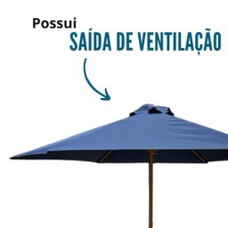 Ombrelone Guarda Sol Retrátil Central Madeira 2,70m Ventilação Piscina Praia Camping Azul Importway - 6