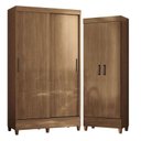 Ver imagem 1 de Guarda Roupa Solteiro 2 Portas de Correr Fit com Armário Multiuso Fit Jequetibá Aceitado- Santos And