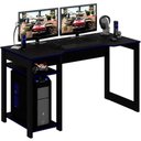 Ver imagem 5 de Mesa para Computador Gamer Espaço para 2 Monitores e Cpu Preto/azul
