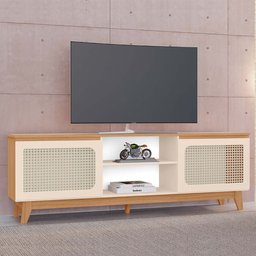 Rack Suellen 100% Mdf Tuboarte 2 Portas 1 Nicho e Pés Estilo Retrô - 1