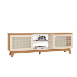 Rack Suellen 100% Mdf Tuboarte 2 Portas 1 Nicho e Pés Estilo Retrô - 3