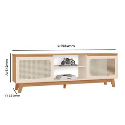 Rack Suellen 100% Mdf Tuboarte 2 Portas 1 Nicho e Pés Estilo Retrô - 2