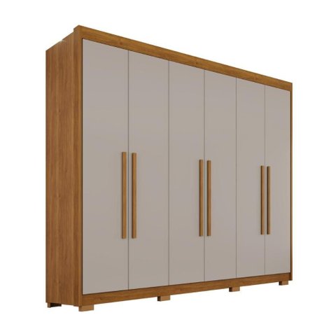 Guarda Roupa Elegance Plus 6 Portas 6 Gavetas MDF Cinamomo-Off 240cm Elegance