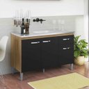 Ver imagem 2 de Gabinete de Pia Armário Gabriela 120cm Amêndoa/preto S/tampo - Ajl Móveis