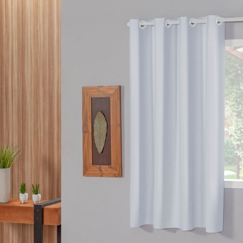 Cortina Blackout 1,10 X1,30 Folha Unica Ilhos para Provador Corta Luz Cor Branco