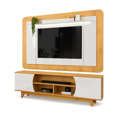 Bancada com Painel Ector 2 Portas com Led Suporte para Tv de Ate 70 Polegadas Cedro Bali - Dj Moveis