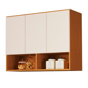 Armario Aéreo Multiuso Quarto Sala Cozinha Bela 3 Portas:nature/off White